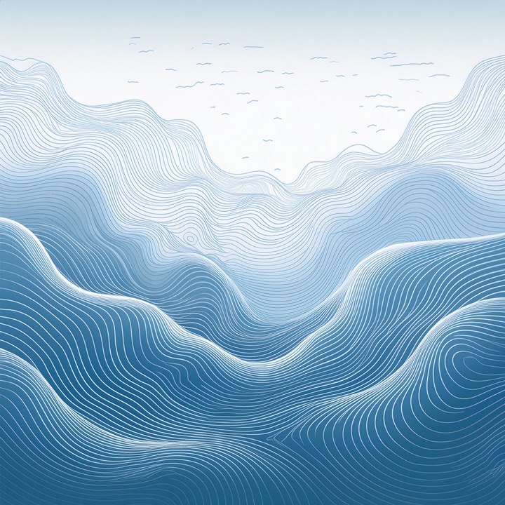 Abstract topographic contour lines in slate-blue, suggesting a Bulgarian coast and rolling terrain.
